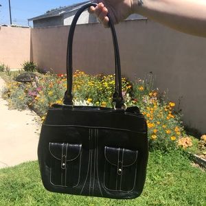 Black leather bag